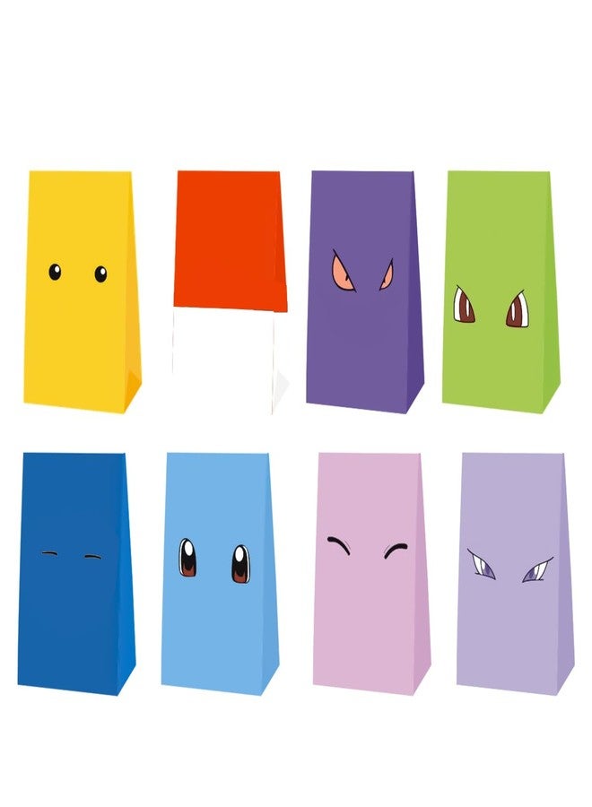 OULUN 16pcs Cartoon Animation Party Bags, Thickened Paper Party Favor Bags, 8.3 x 4.7 x 2.7 inches, Red, Yellow, Green, Blue, Purple, Birthday, Christmas - Image 1